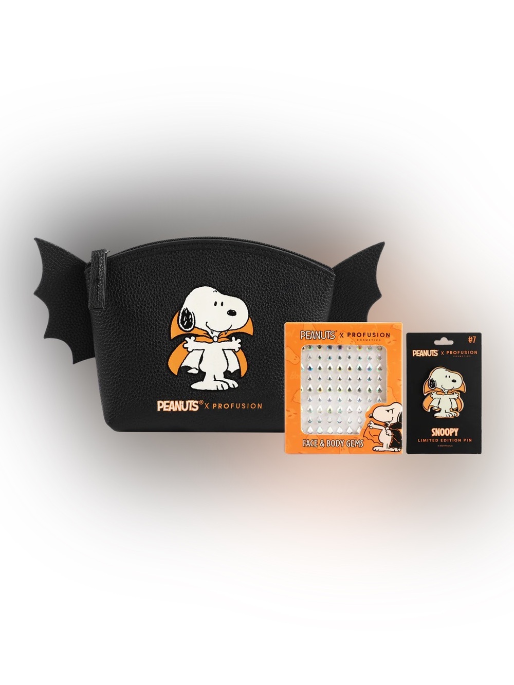 Profusion Cosmetics Peanuts Snoopy Halloween Black & Orange Makeup Bag Set - Picture 2 of 6